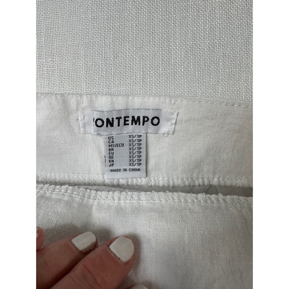 Contempo Women Off White Linen Blend Wrap Midi Skirt Cargo Pocket XS - Picture 5 of 9